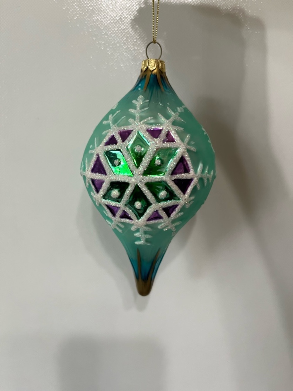 Fitz & Floyd Crystal Blue Teardrop Christmas Ornament